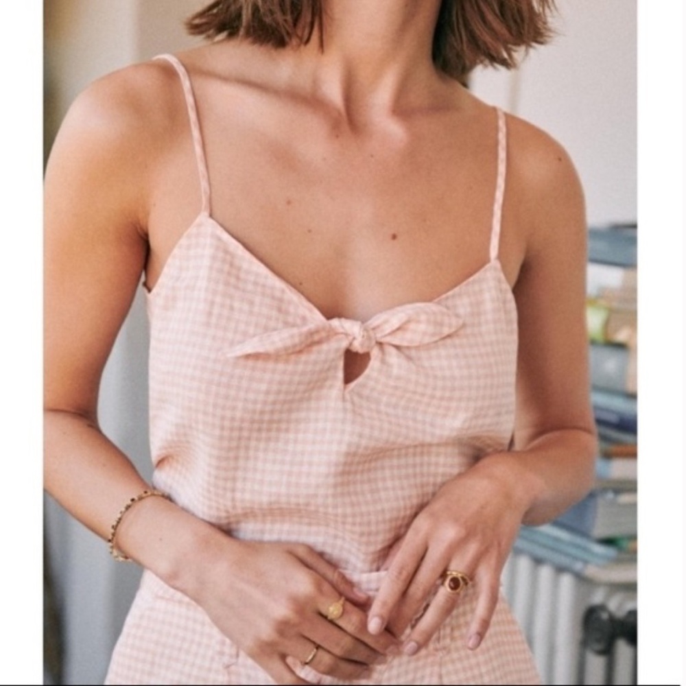 Sézane Pink Gingham suzie top